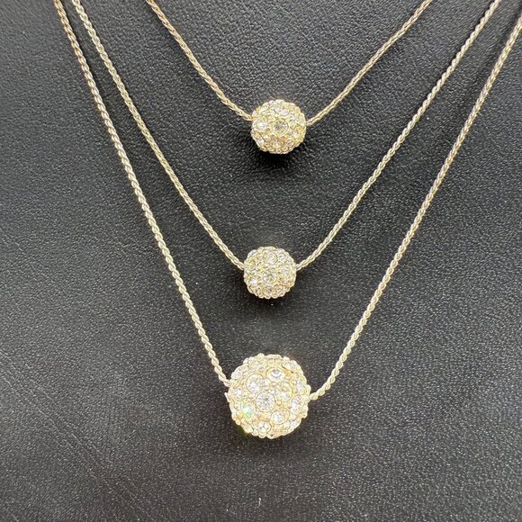 Premier Designs Clear Rhinestone Ball Multi-Strand Chain Layered Neckline - Picture 4 of 5